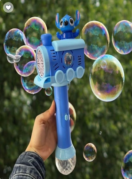 ماكينة فقاعات ستيتش أوتوماتيكية مع بطاريات، تدور 360 درجة