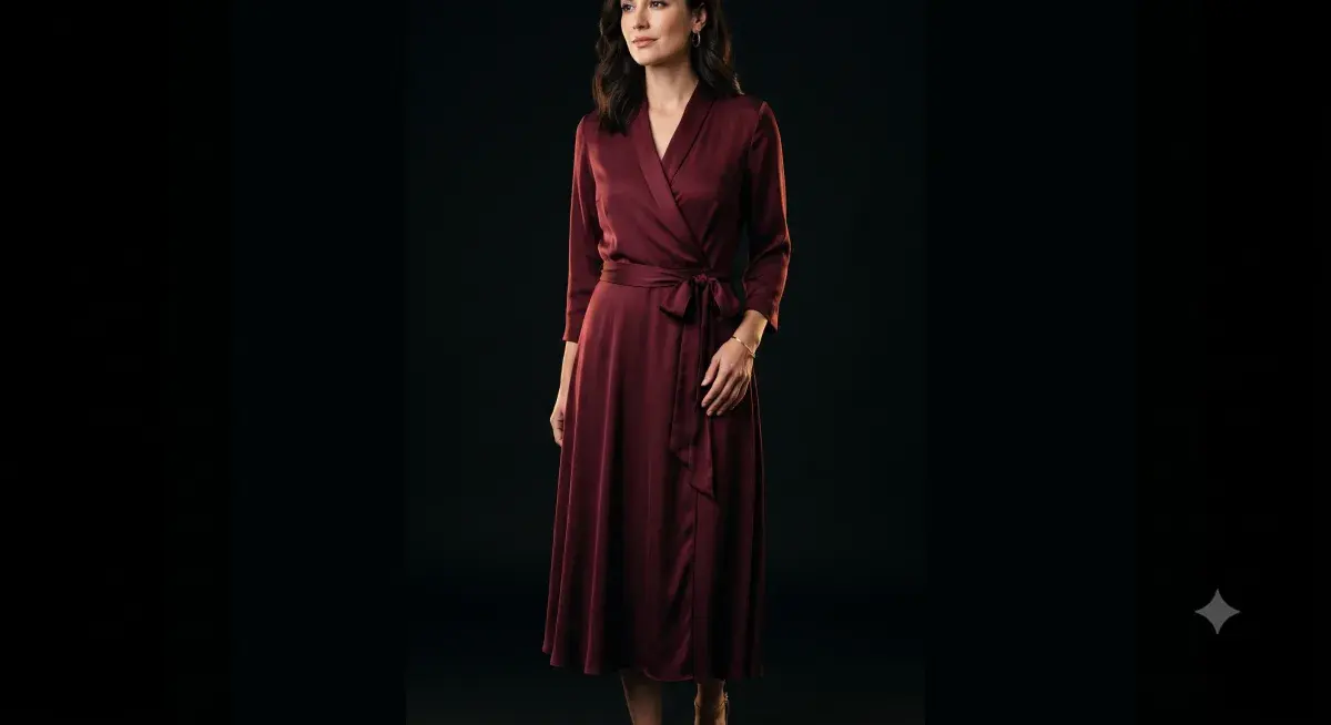 Silk Wrap Midi Dress